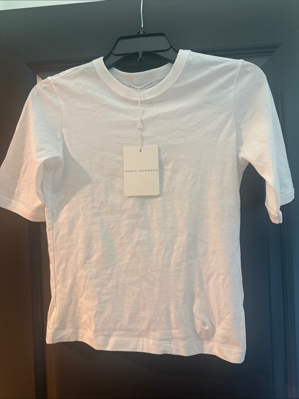 Maria McManus Women's White Crewneck 100% ultra-soft organic Portuguese cotton. - Picture 2 of 4